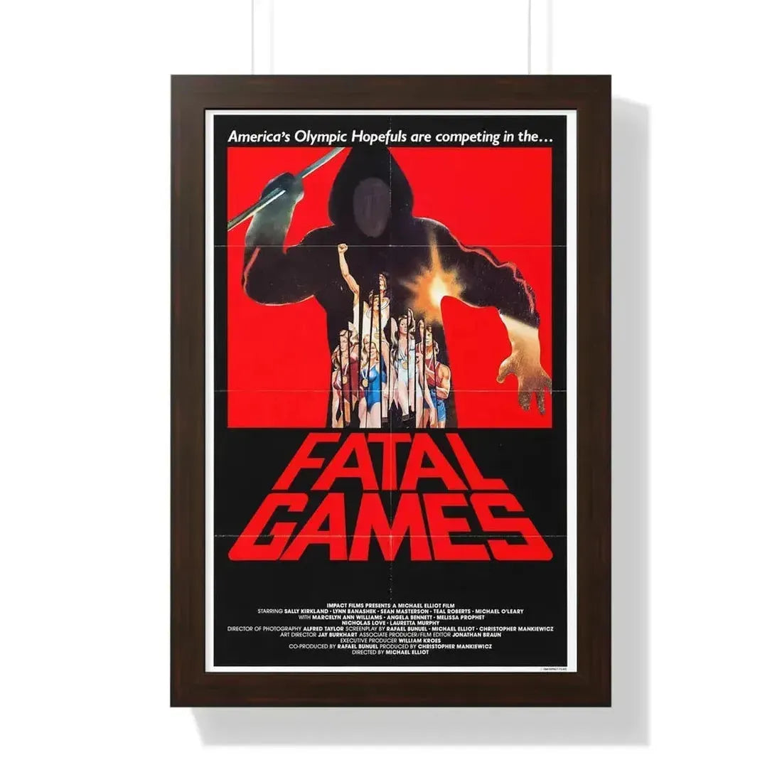 FATAL GAMES 1984 - Framed Movie Poster 16″ x 24″ Walnut - The Sticker Space