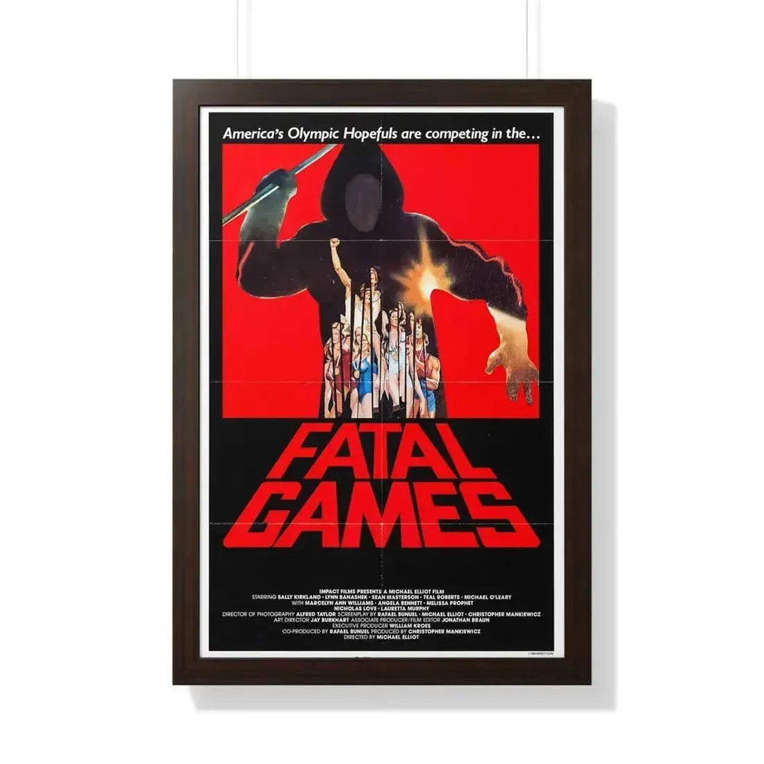 FATAL GAMES 1984 - Framed Movie Poster 20" x 30" Walnut - The Sticker Space
