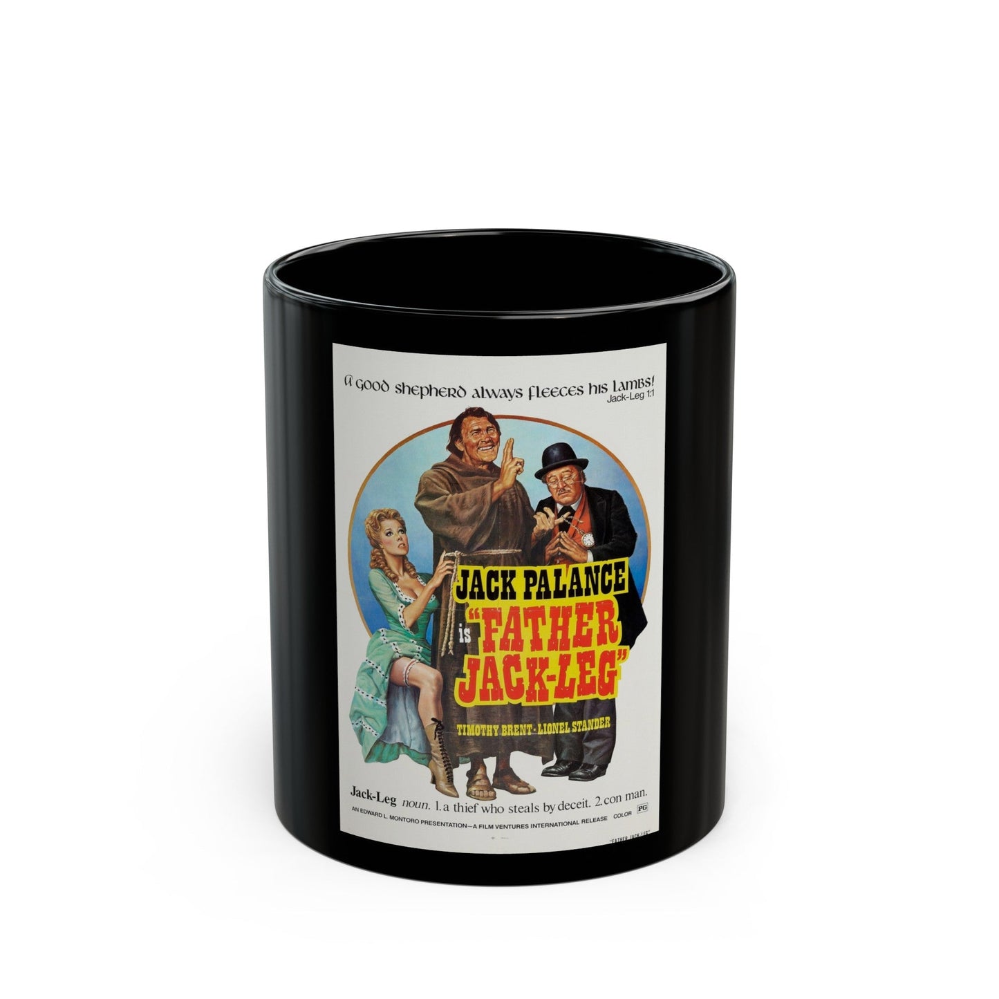 FATHER JACK-LEG 1972 Movie Poster - Black Coffee Mug-11oz-The Sticker Space