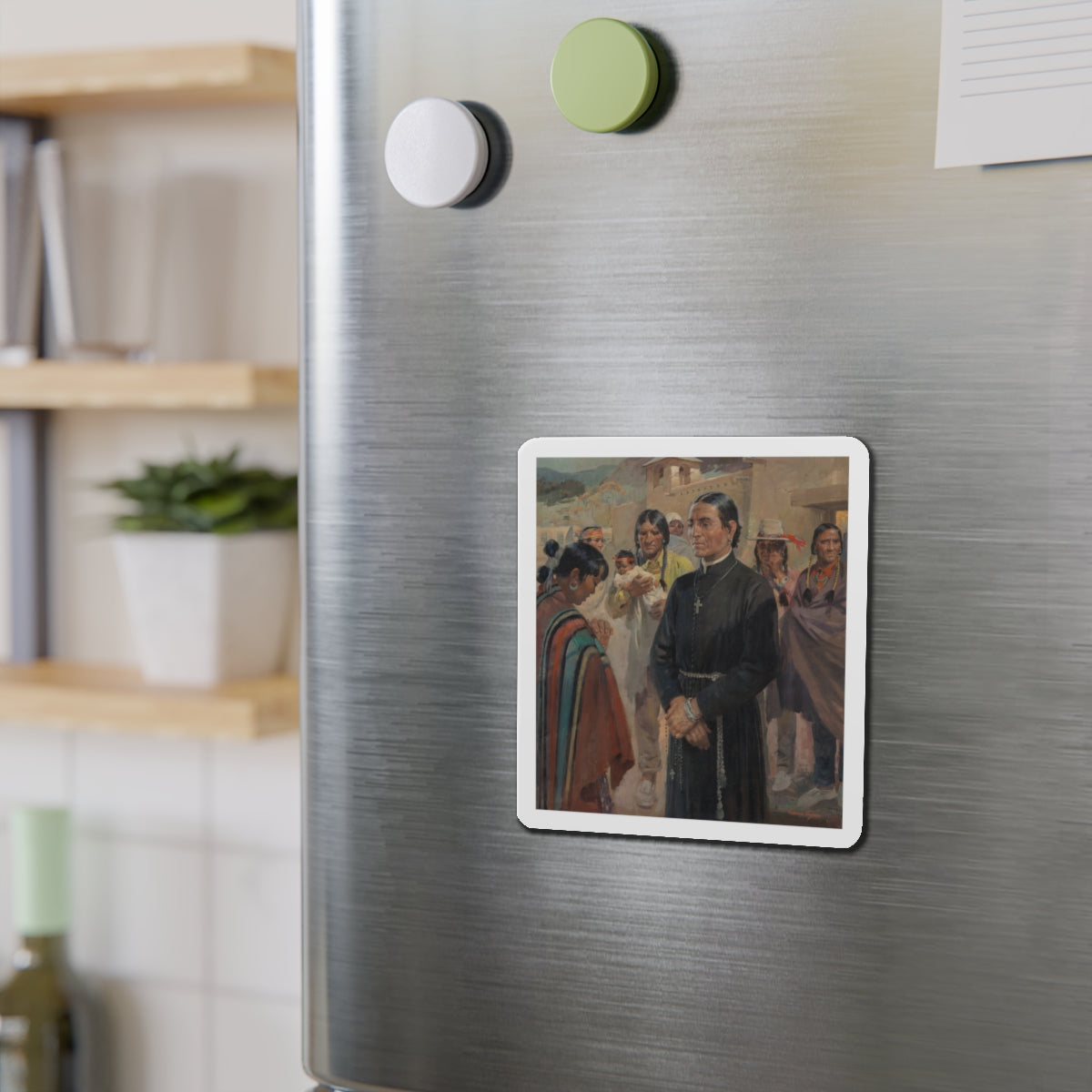 Father Lopez (Magazine Illustration) Refrigerator Magnet-The Sticker Space