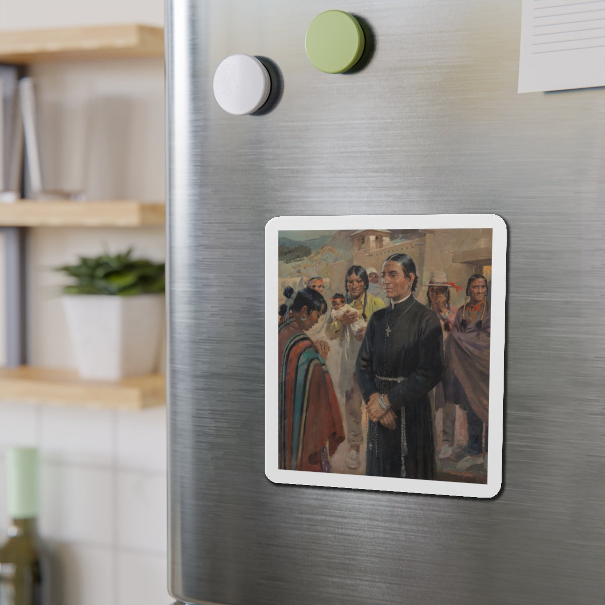 Father Lopez (Magazine Illustration) Refrigerator Magnet-The Sticker Space