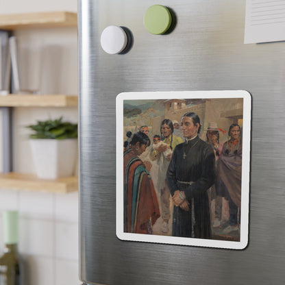 Father Lopez (Magazine Illustration) Refrigerator Magnet-The Sticker Space