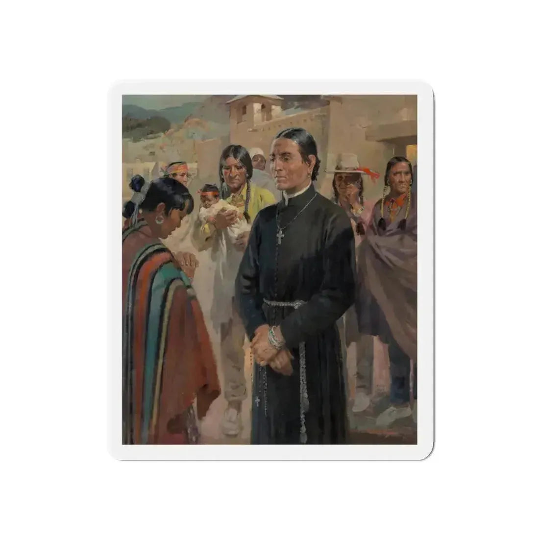 Father Lopez (Magazine Illustration) Refrigerator Magnet 5 Inch Die-Cut - The Sticker Space