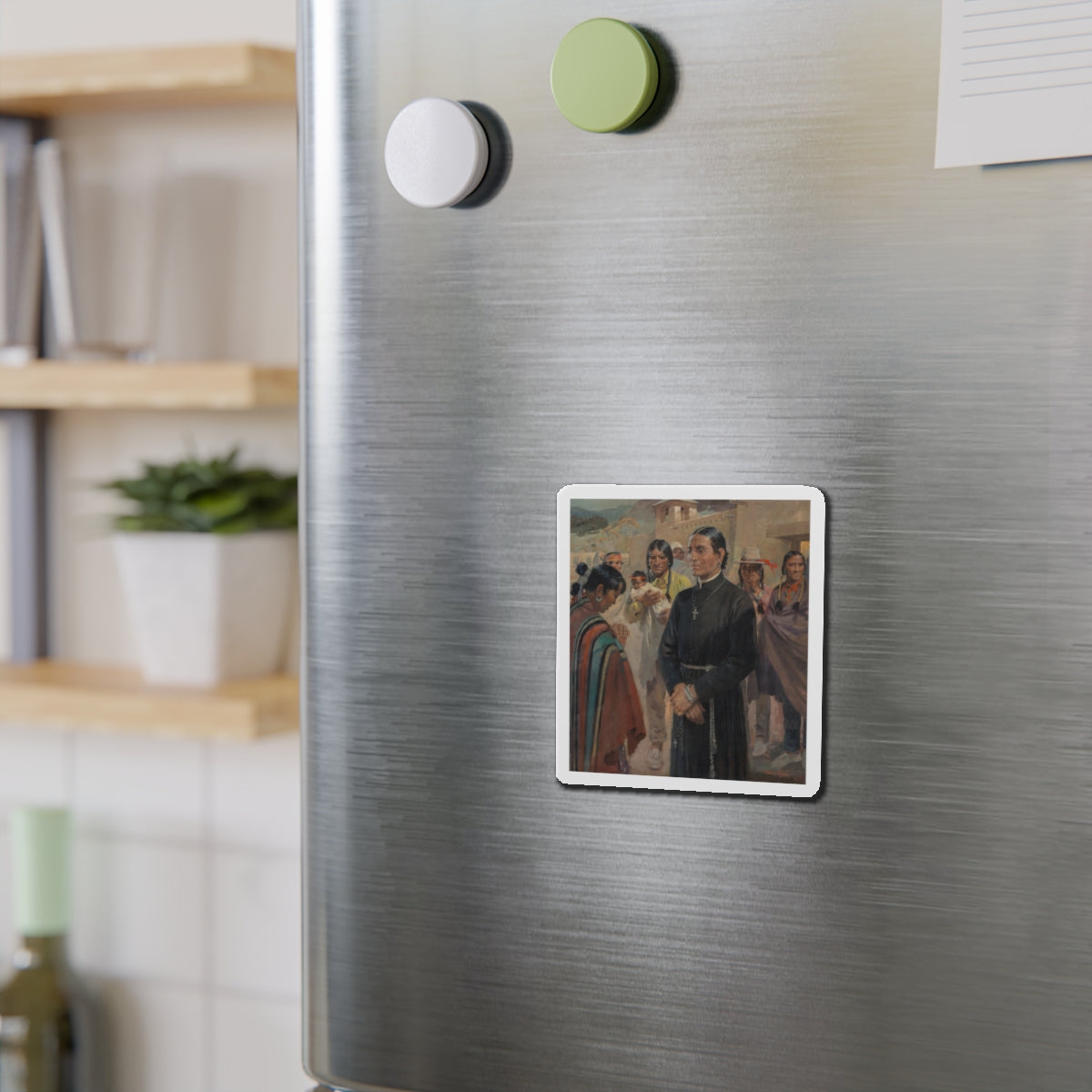 Father Lopez (Magazine Illustration) Refrigerator Magnet-The Sticker Space