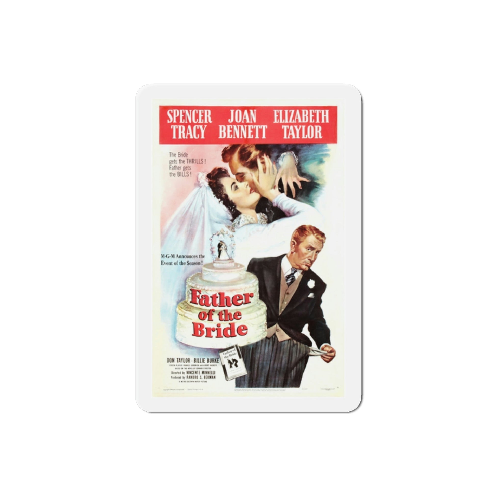 Father of the Bride 1950 Movie Poster Die-Cut Magnet-2 Inch-The Sticker Space