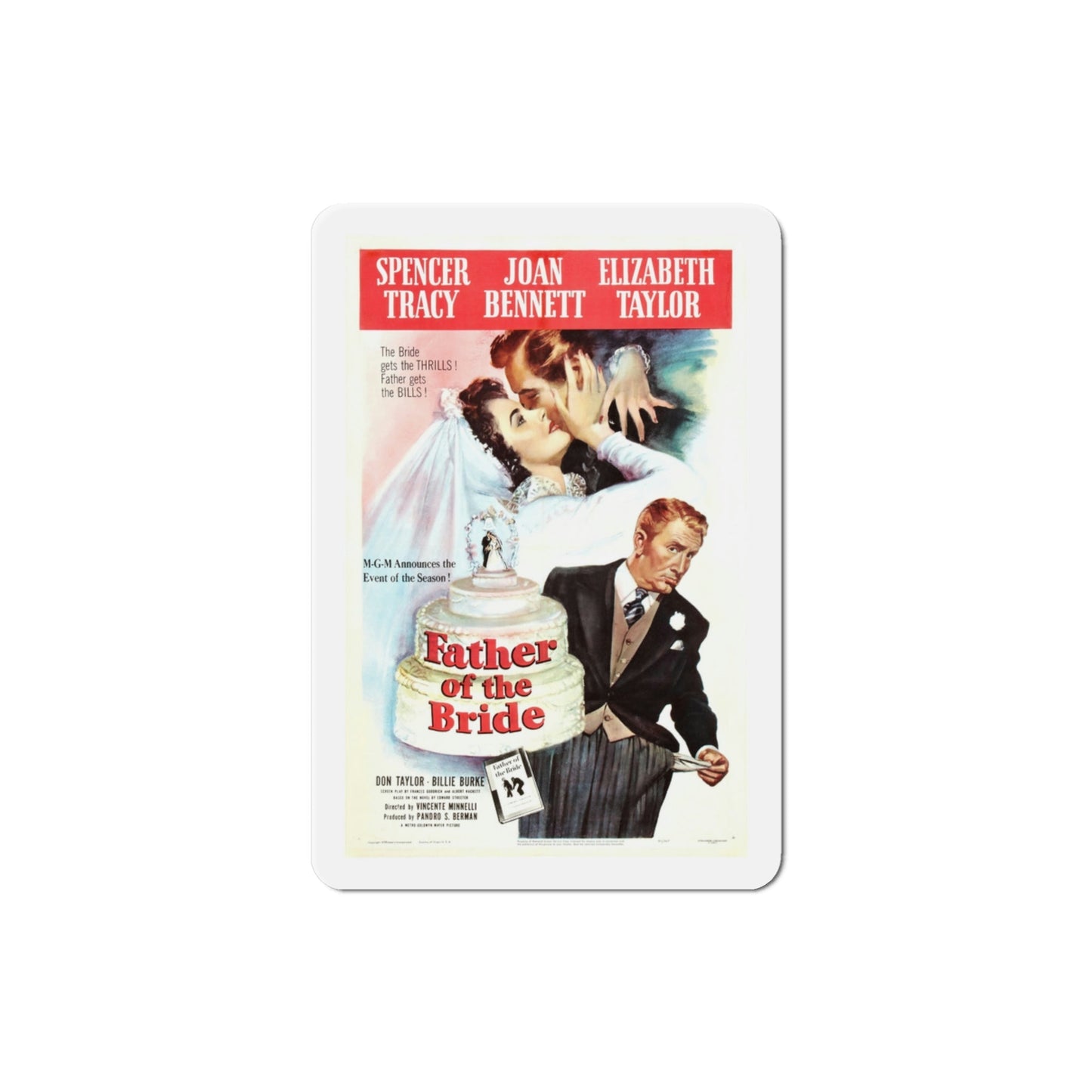 Father of the Bride 1950 Movie Poster Die-Cut Magnet-3 Inch-The Sticker Space