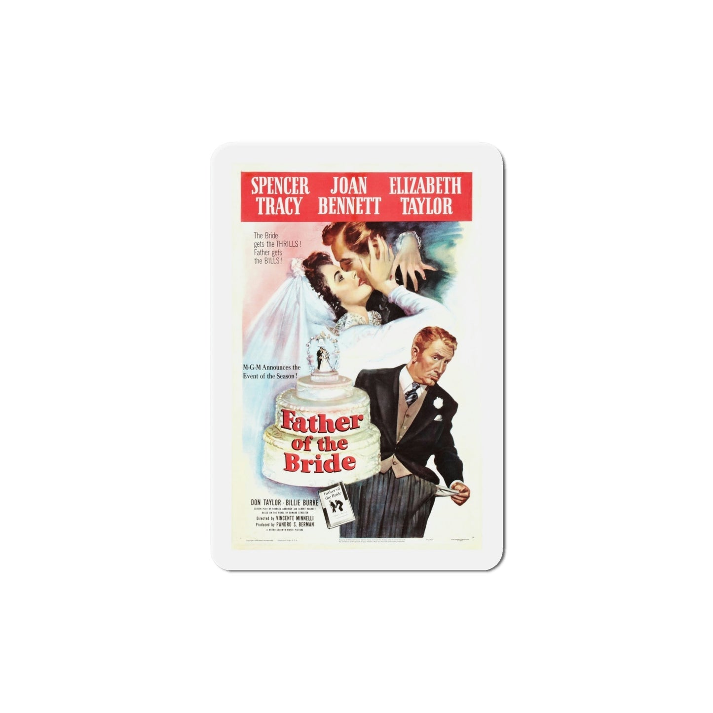 Father of the Bride 1950 Movie Poster Die-Cut Magnet-6 Inch-The Sticker Space