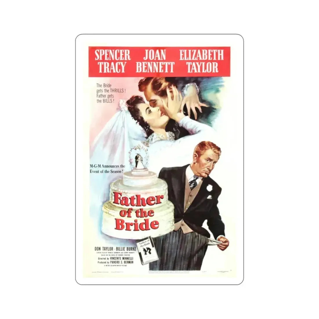 Father of the Bride 1950 Movie Poster STICKER Vinyl Die-Cut Decal 2 Inch - The Sticker Space
