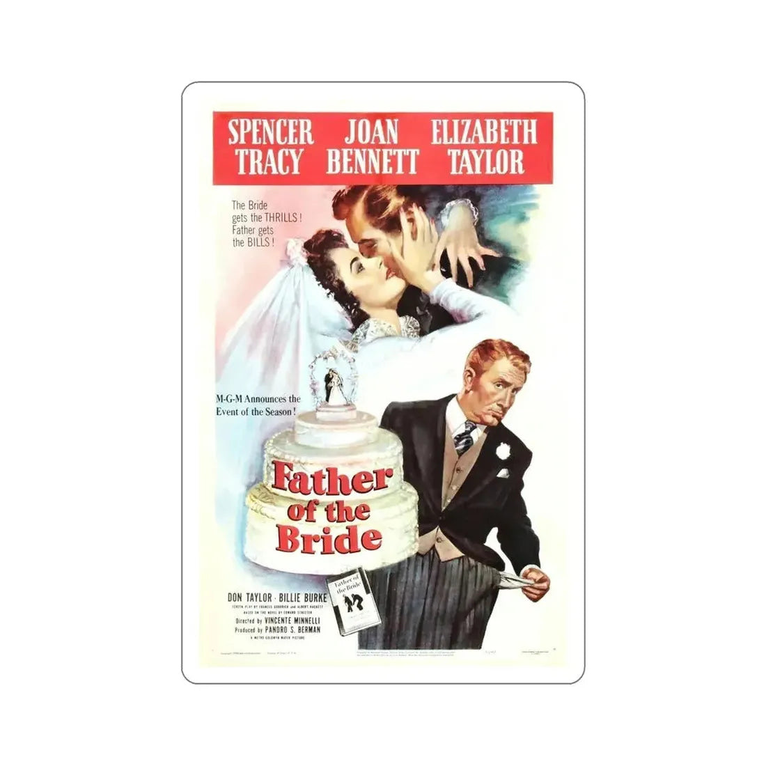 Father of the Bride 1950 Movie Poster STICKER Vinyl Die-Cut Decal - The Sticker Space