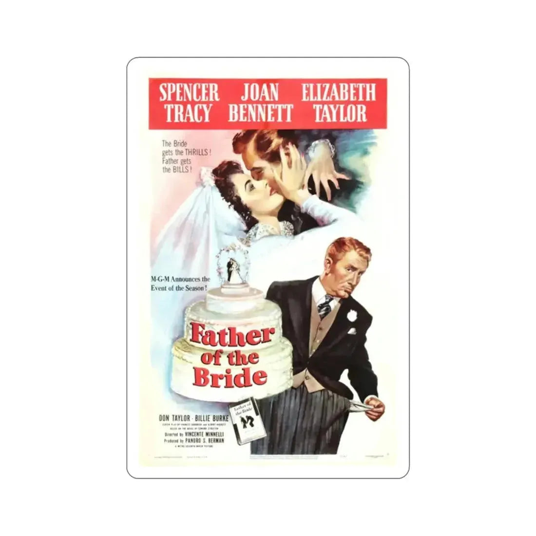 Father of the Bride 1950 Movie Poster STICKER Vinyl Die-Cut Decal - The Sticker Space