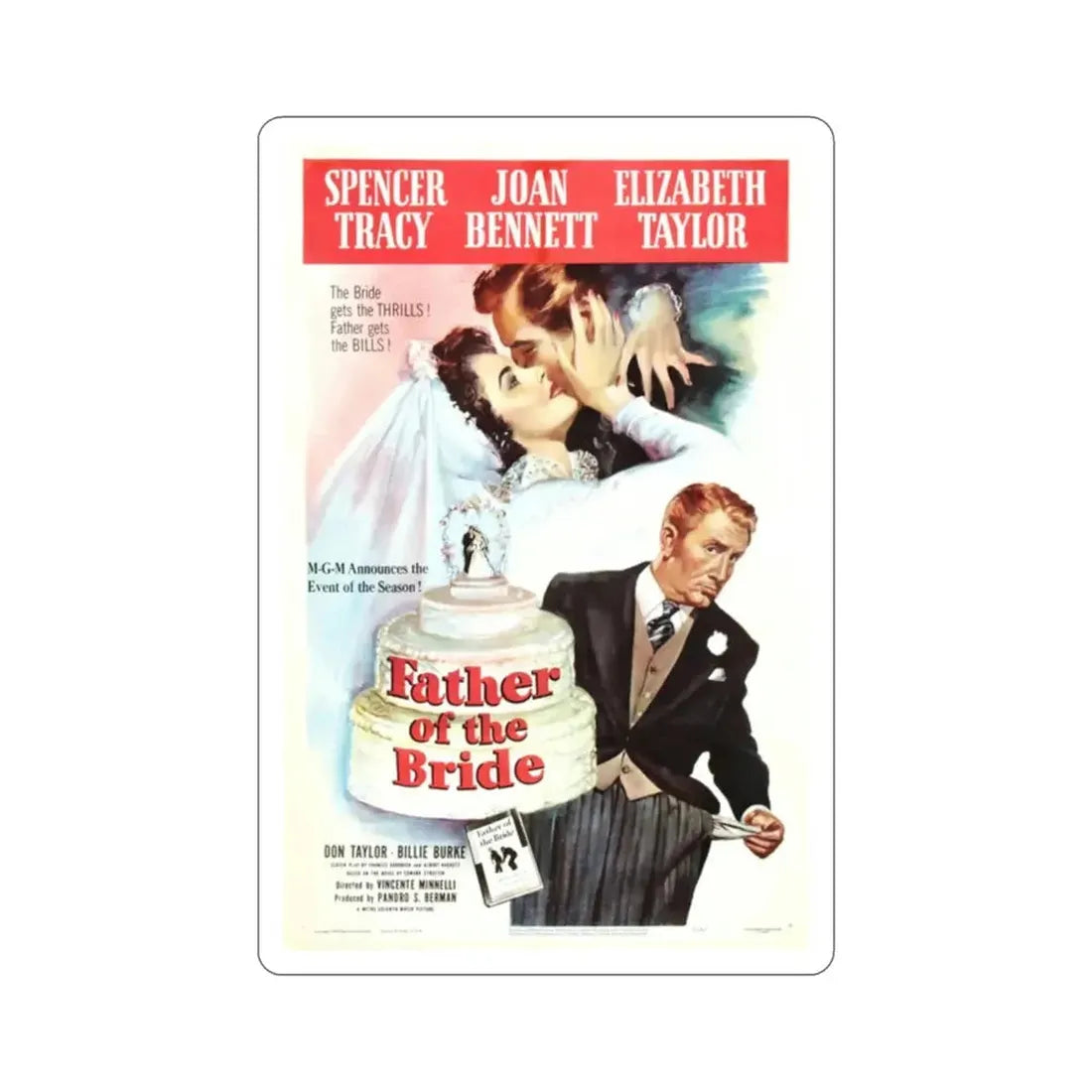 Father of the Bride 1950 Movie Poster STICKER Vinyl Die-Cut Decal - The Sticker Space