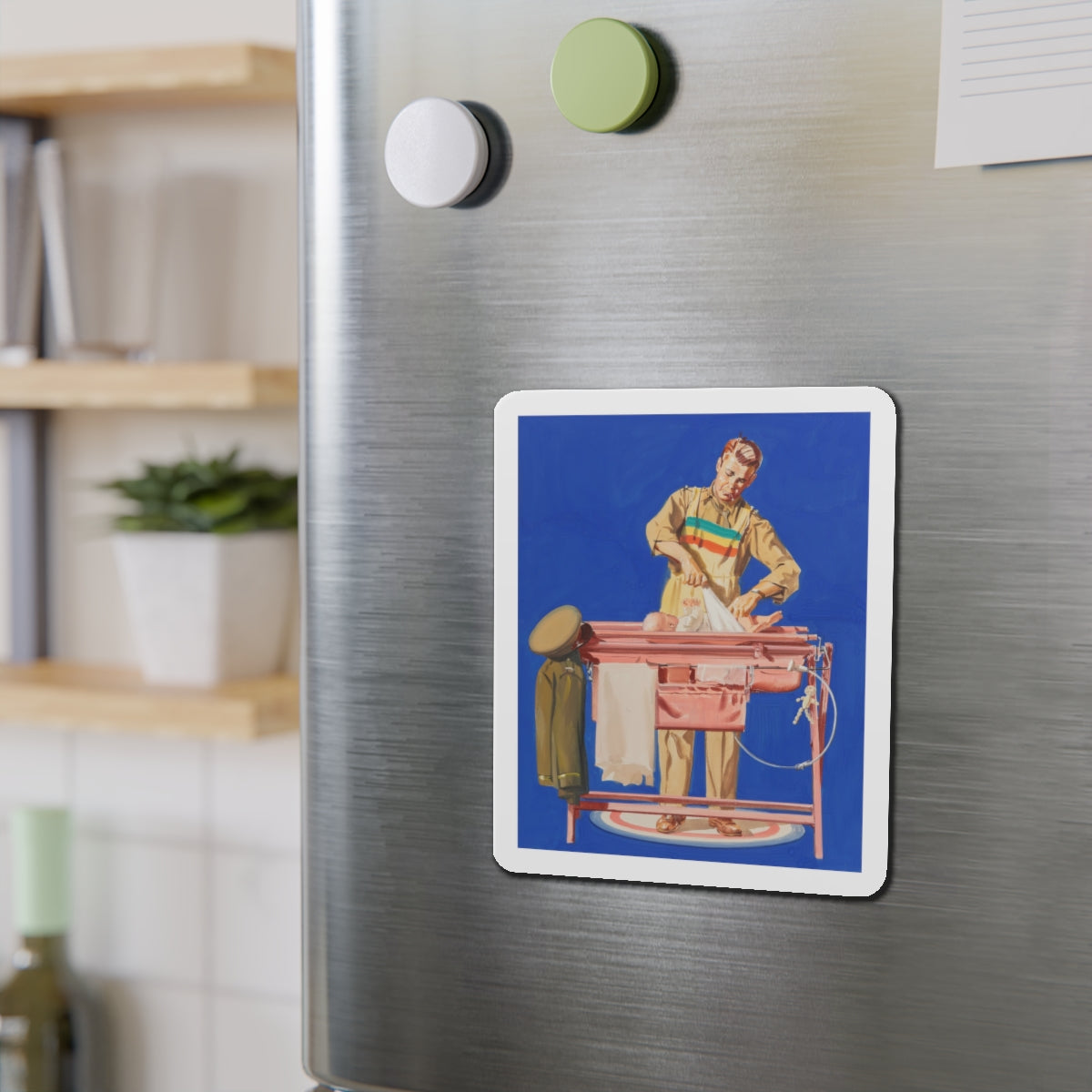 Fatherhood, advertisement (Magazine Illustration) Refrigerator Magnet-The Sticker Space