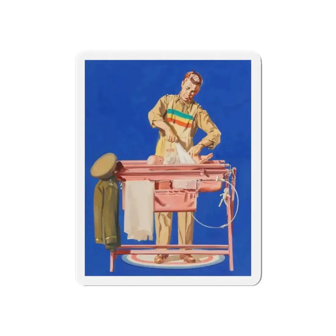 Fatherhood, advertisement (Magazine Illustration) Refrigerator Magnet - The Sticker Space