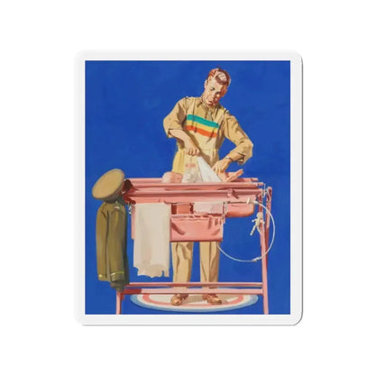 Fatherhood, advertisement (Magazine Illustration) Refrigerator Magnet - The Sticker Space