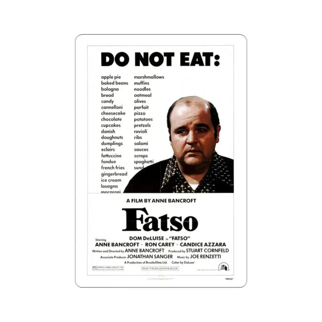 Fatso 1980 Movie Poster STICKER Vinyl Die-Cut Decal 2 Inch - The Sticker Space