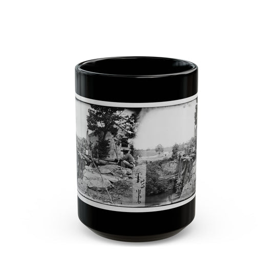 Fauquier Sulphur Springs, Va., Vicinity. Troops Building Bridges Across The North Fork Of The Rappahannock (U.S. Civil War) Black Coffee Mug