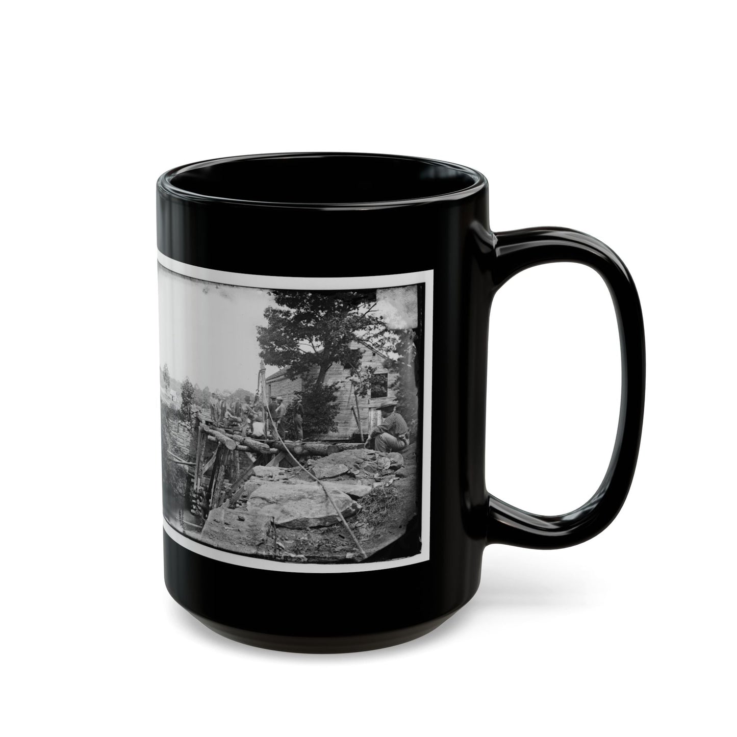 Fauquier Sulphur Springs, Va., Vicinity. Troops Building Bridges Across The North Fork Of The Rappahannock (U.S. Civil War) Black Coffee Mug