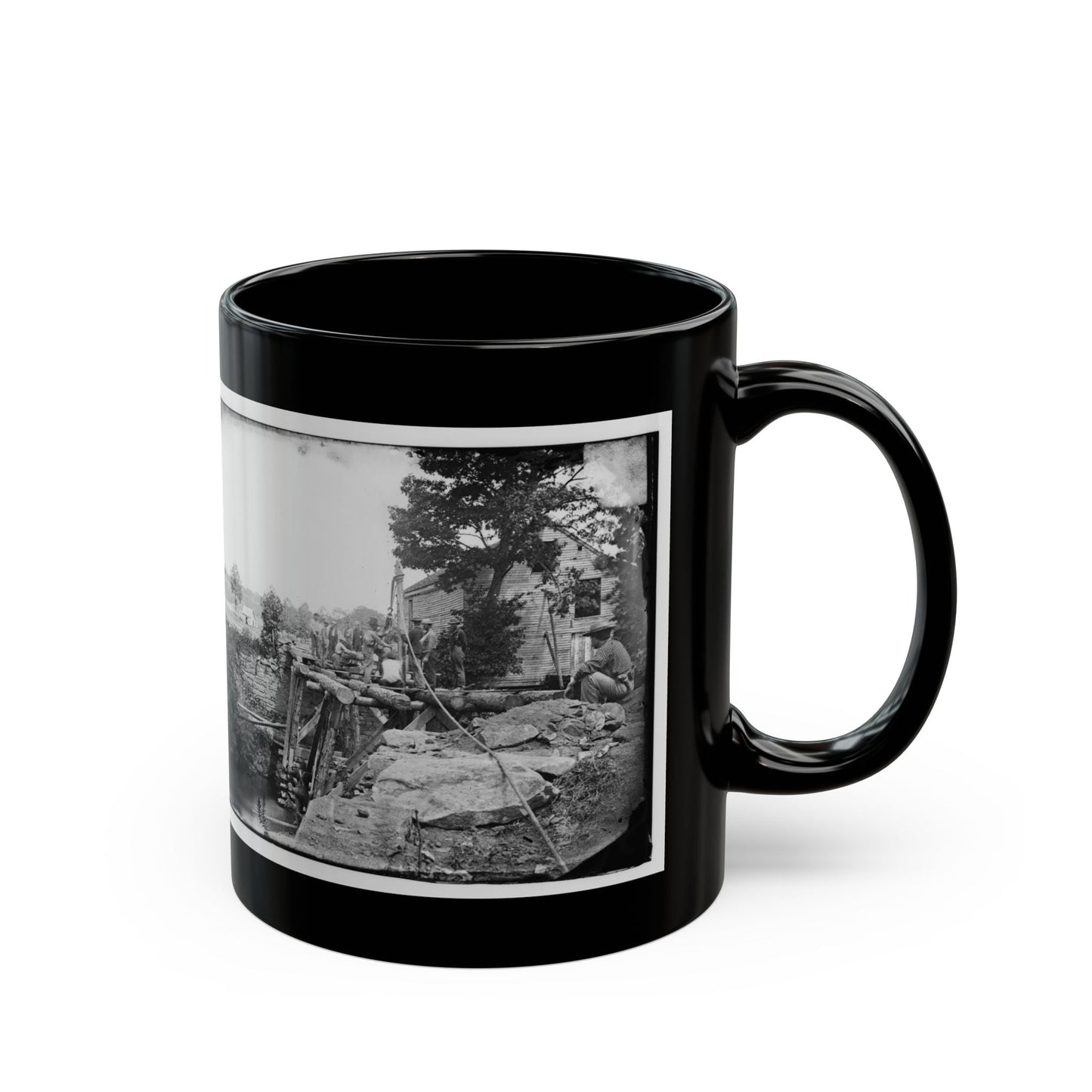 Fauquier Sulphur Springs, Va., Vicinity. Troops Building Bridges Across The North Fork Of The Rappahannock (U.S. Civil War) Black Coffee Mug