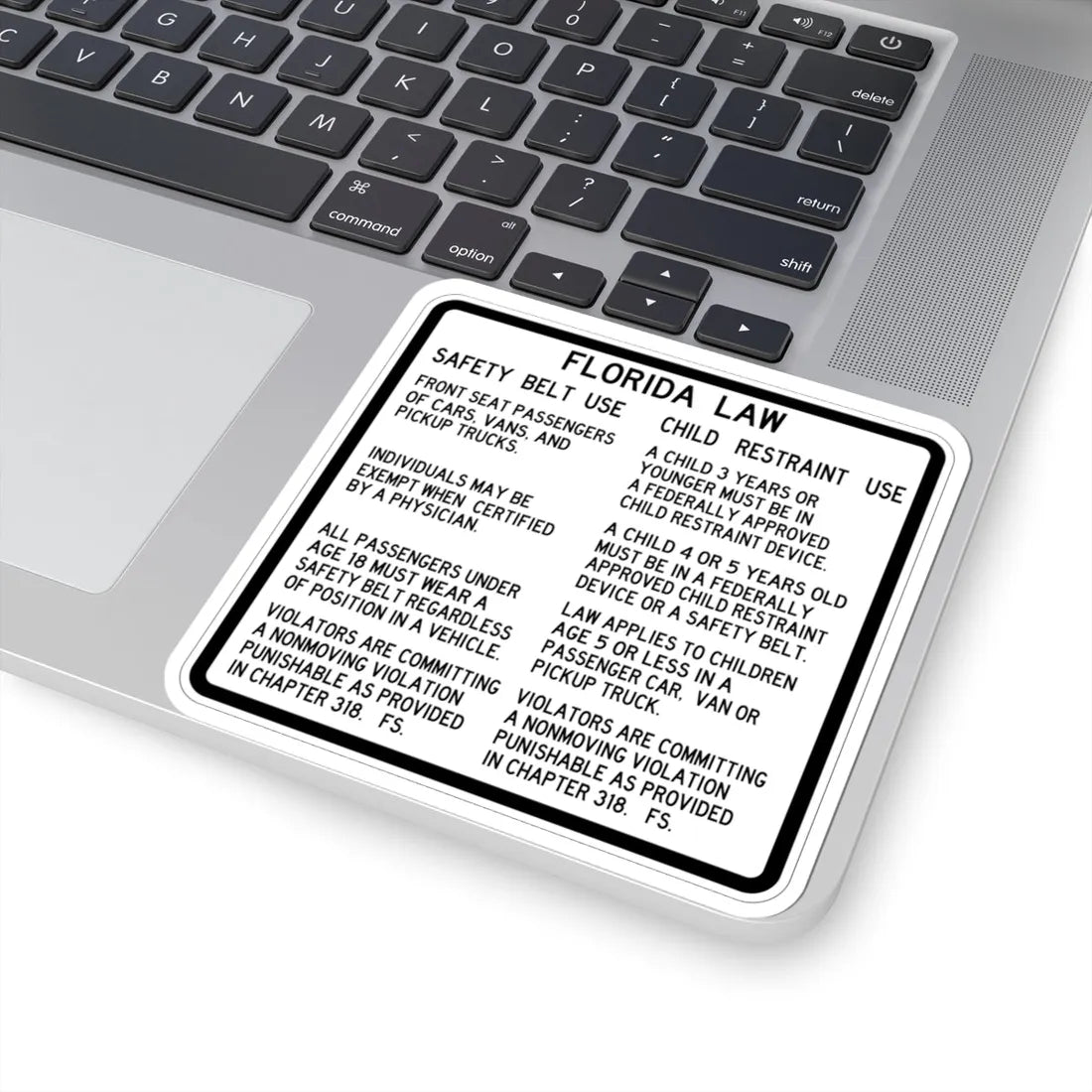 FDOT Road sign - Florida Seatbelt Law - Rest Area (Florida) (Road Sign) STICKER Vinyl Kiss-Cut Decal - The Sticker Space