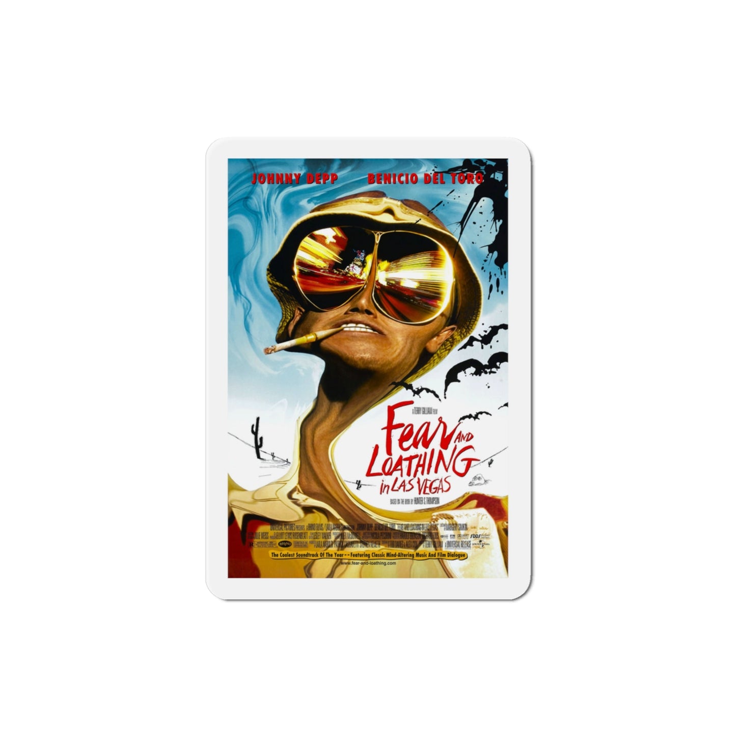 Fear and Loathing in Las Vegas 1998 Movie Poster Die-Cut Magnet-3" x 3"-The Sticker Space