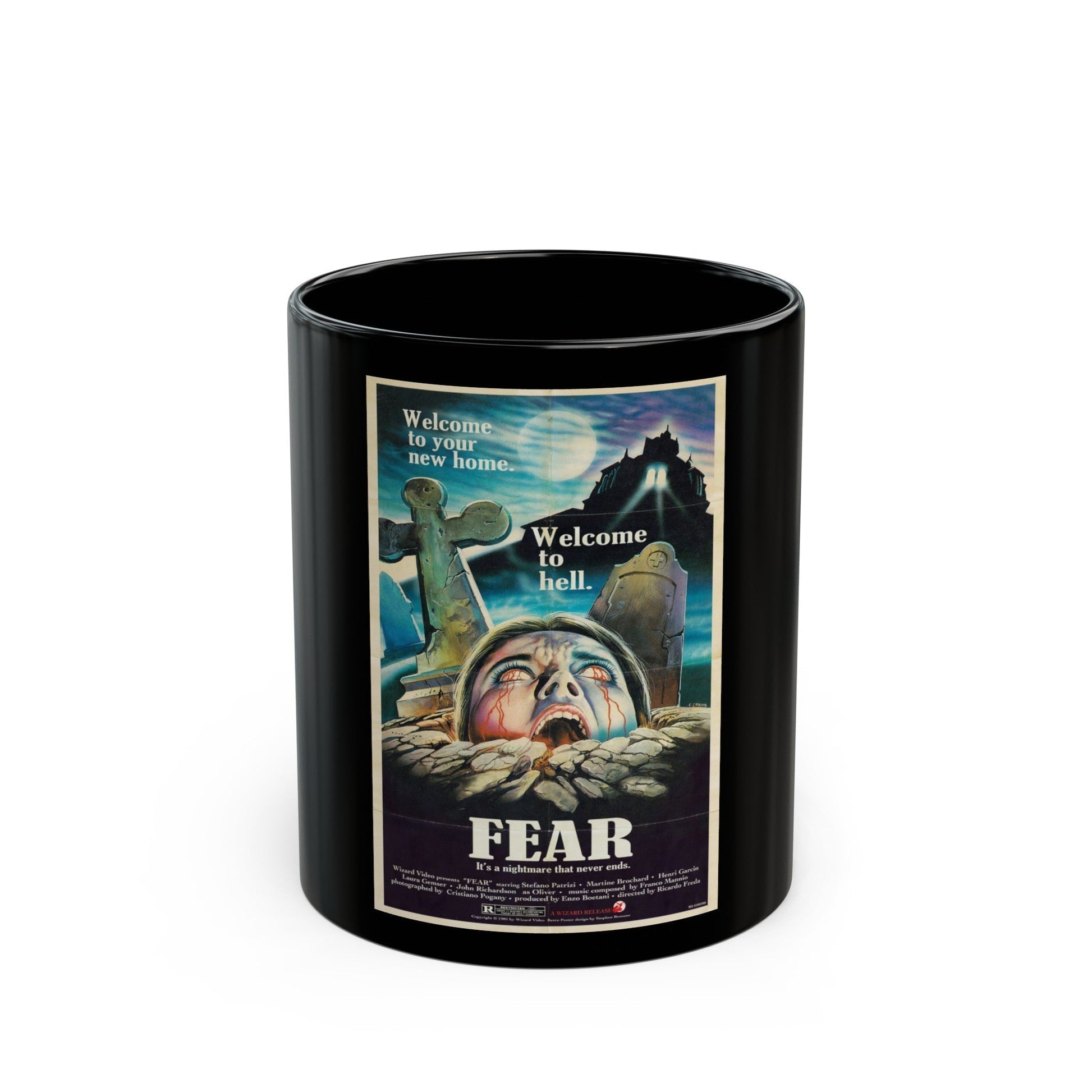 FEAR (MURDER OBSESSION) 1981 Movie Poster - Black Coffee Mug-11oz-The Sticker Space