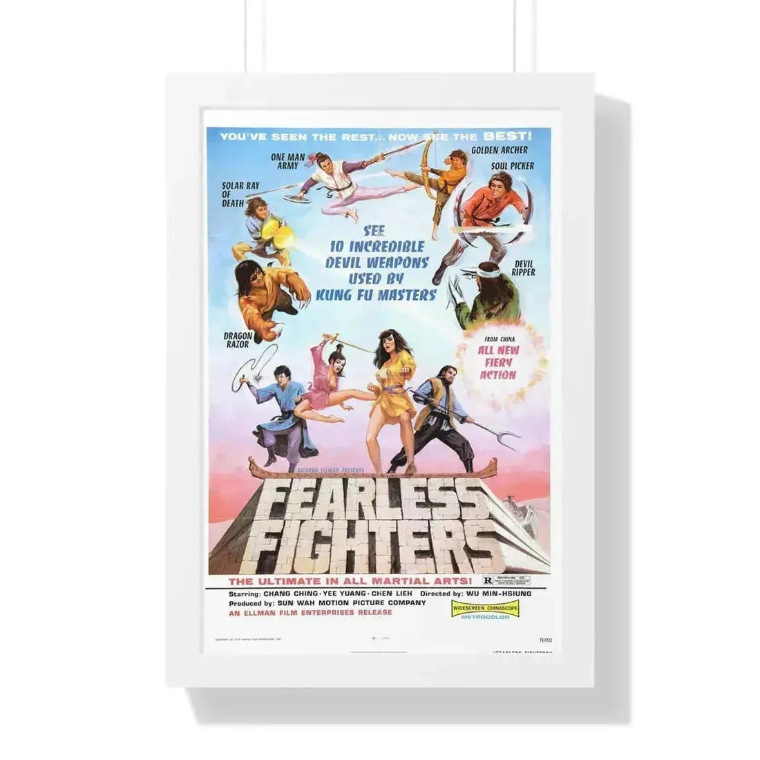 FEARLESS FIGHTERS 1971 - Framed Movie Poster 16″ x 24″ White - The Sticker Space