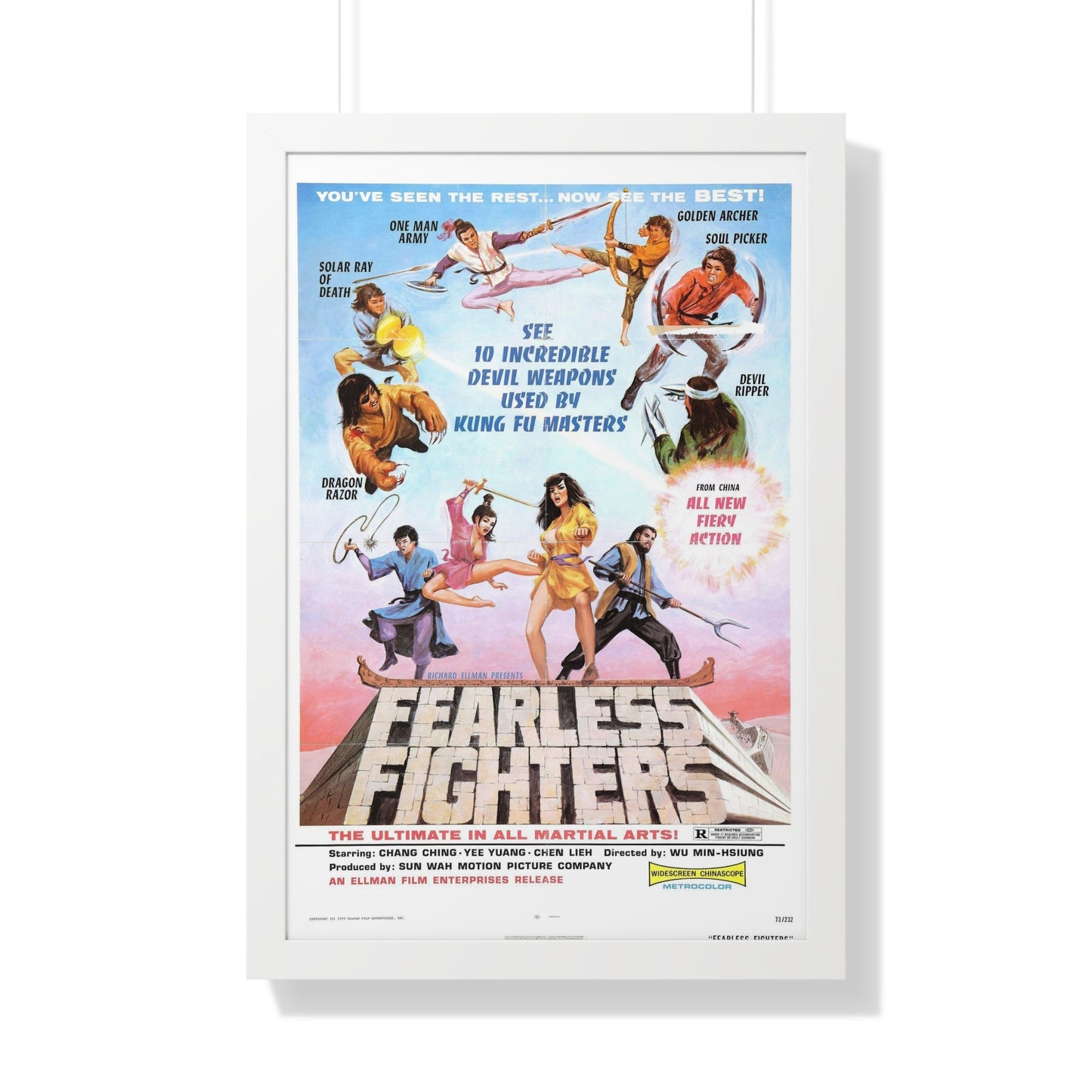 FEARLESS FIGHTERS 1971 - Framed Movie Poster-20" x 30"-The Sticker Space