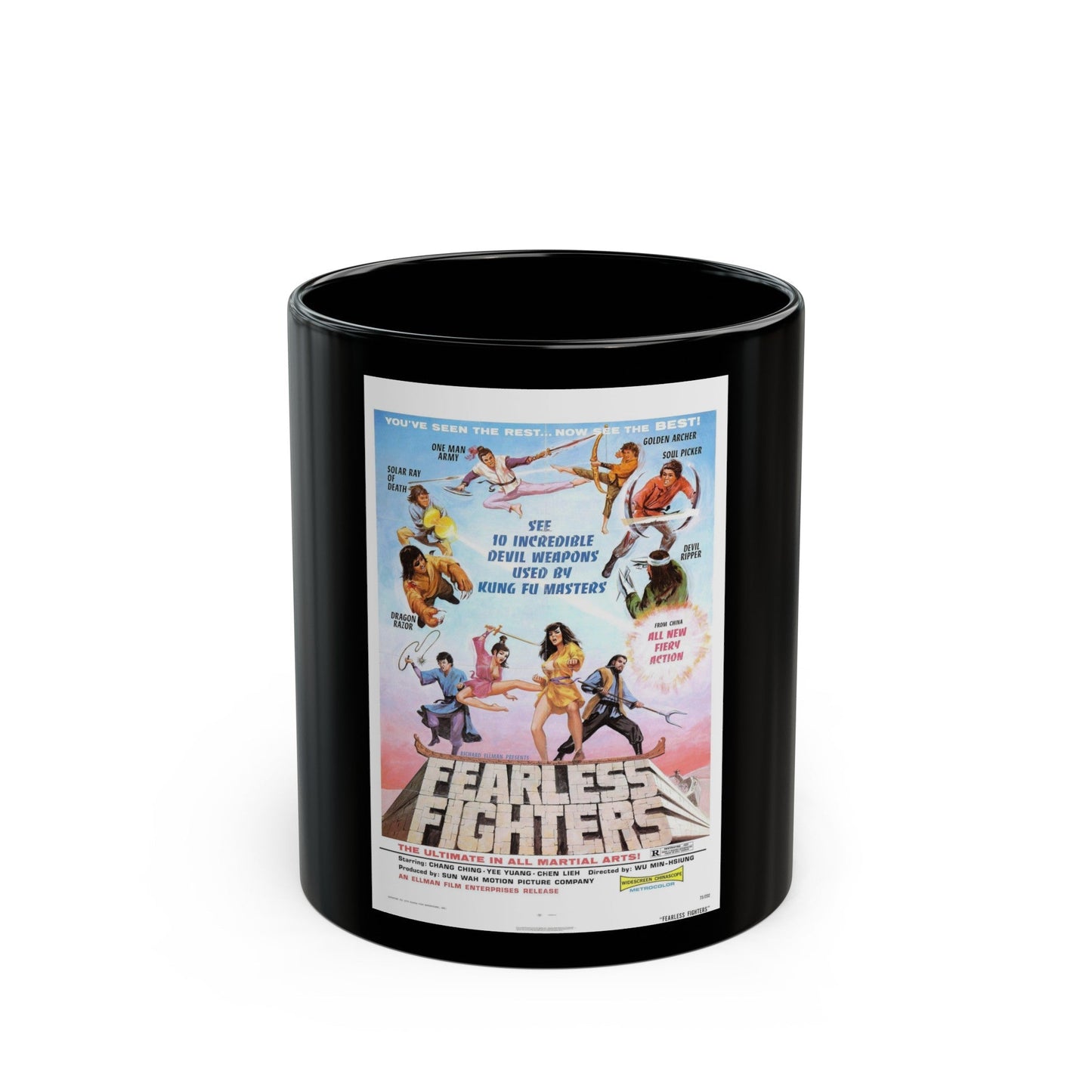 FEARLESS FIGHTERS 1971 Movie Poster - Black Coffee Mug-11oz-The Sticker Space