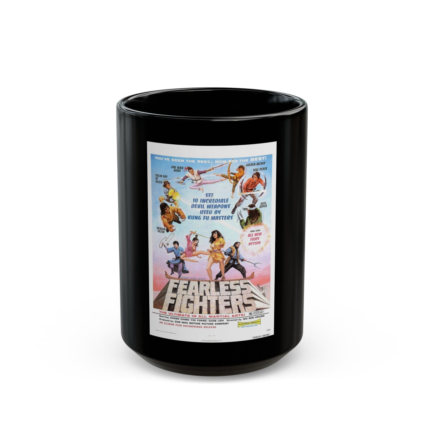 FEARLESS FIGHTERS 1971 Movie Poster - Black Coffee Mug-15oz-The Sticker Space