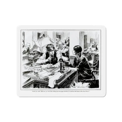 Fed Up With Work, 1931 (Magazine Illustration) Refrigerator Magnet 2 Inch Die-Cut - The Sticker Space