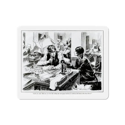 Fed Up With Work, 1931 (Magazine Illustration) Refrigerator Magnet 2 Inch Die-Cut - The Sticker Space