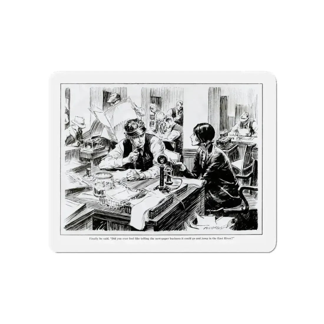 Fed Up With Work, 1931 (Magazine Illustration) Refrigerator Magnet 3 Inch Die-Cut - The Sticker Space