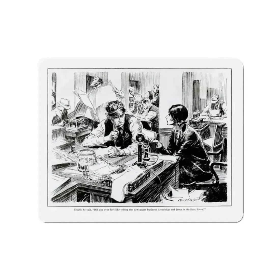 Fed Up With Work, 1931 (Magazine Illustration) Refrigerator Magnet - The Sticker Space