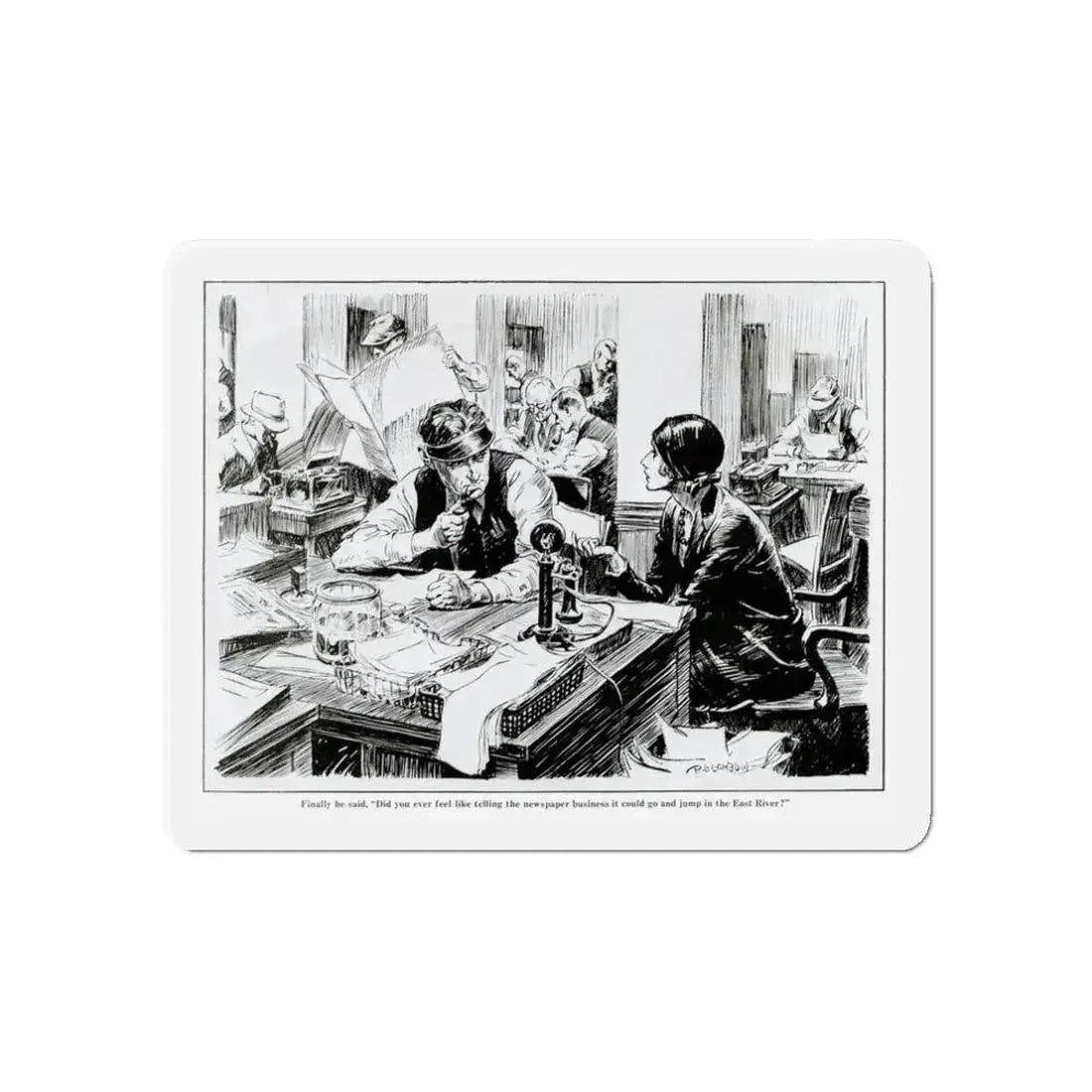 Fed Up With Work, 1931 (Magazine Illustration) Refrigerator Magnet - The Sticker Space