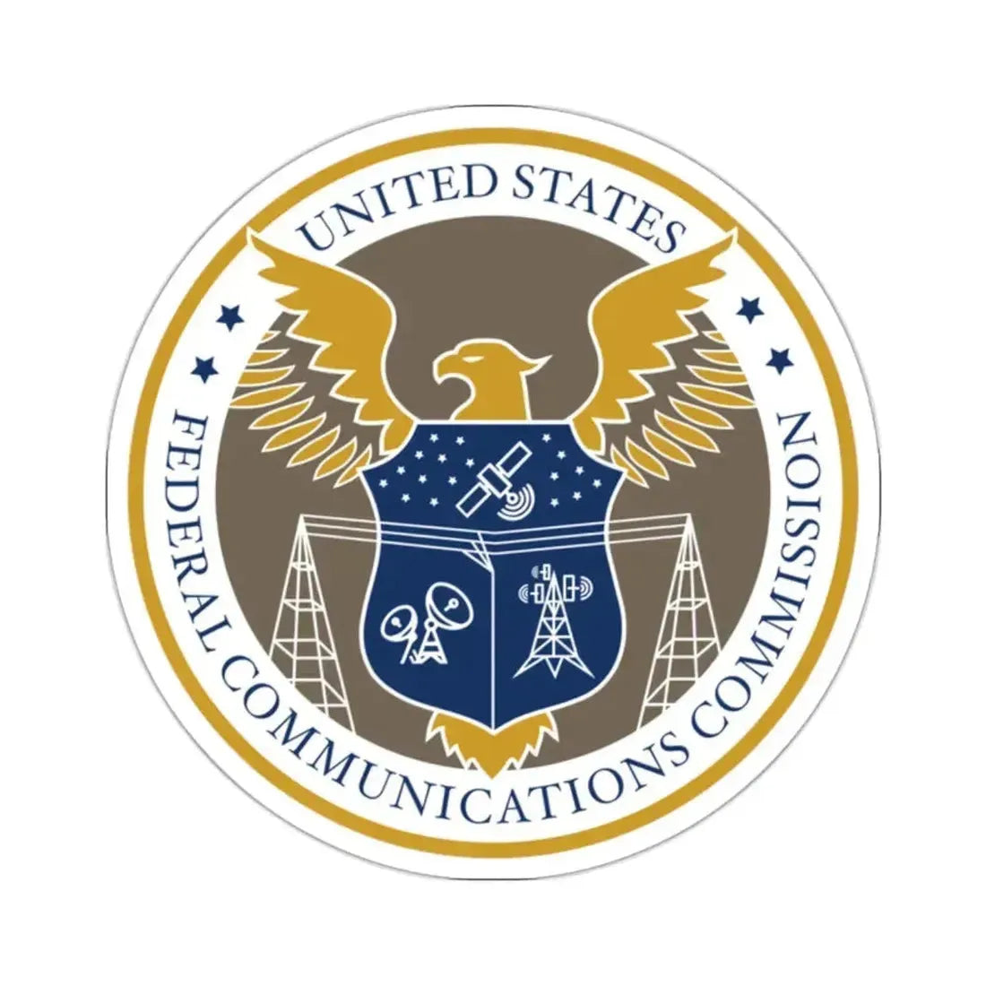 Federal Communications Commission FCC - STICKER Vinyl Kiss-Cut Decal 2 Inch White - The Sticker Space