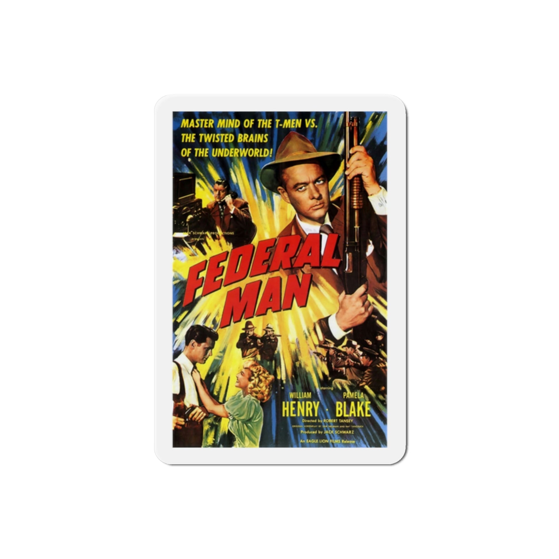 Federal Man 1950 Movie Poster Die-Cut Magnet-2 Inch-The Sticker Space