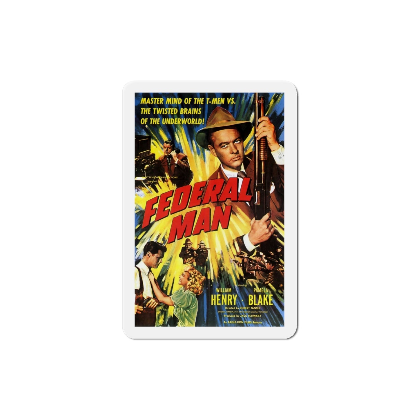 Federal Man 1950 Movie Poster Die-Cut Magnet-4 Inch-The Sticker Space