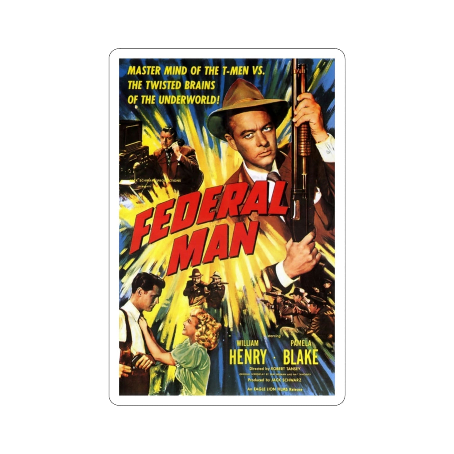 Federal Man 1950 Movie Poster STICKER Vinyl Die-Cut Decal-2 Inch-The Sticker Space