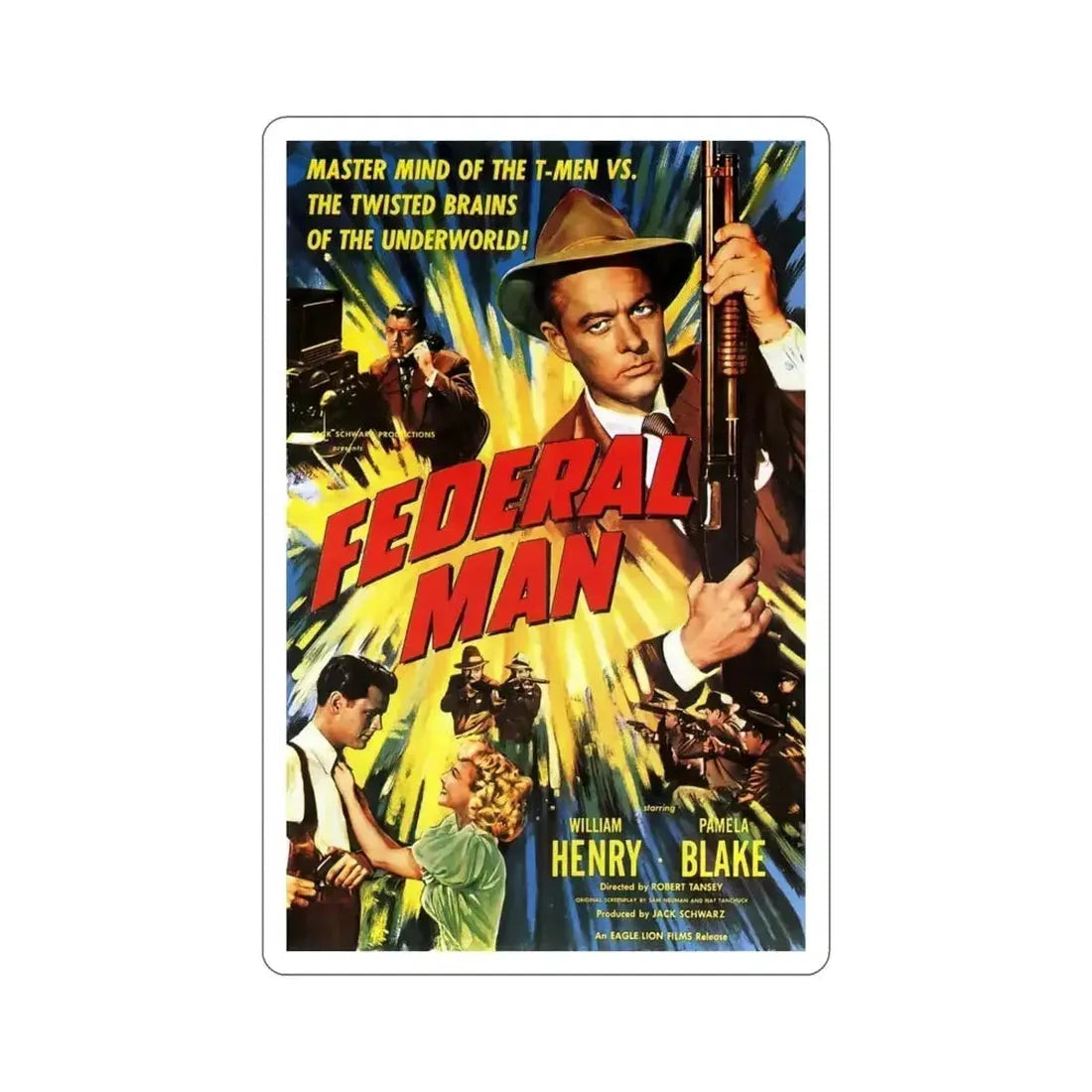 Federal Man 1950 Movie Poster STICKER Vinyl Die-Cut Decal - The Sticker Space