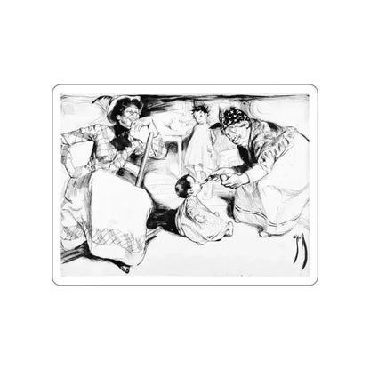 Feeding the Baby (Magazine Illustration) STICKER Vinyl Die-Cut Decal White Die-Cut 3 Inch - The Sticker Space