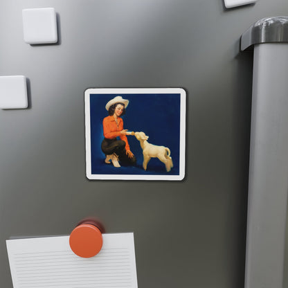 Feeding the Lamb, calendar illustration (Magazine Illustration) Refrigerator Magnet-The Sticker Space