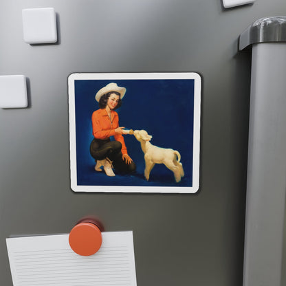 Feeding the Lamb, calendar illustration (Magazine Illustration) Refrigerator Magnet-The Sticker Space