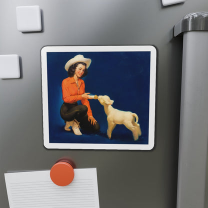 Feeding the Lamb, calendar illustration (Magazine Illustration) Refrigerator Magnet-The Sticker Space