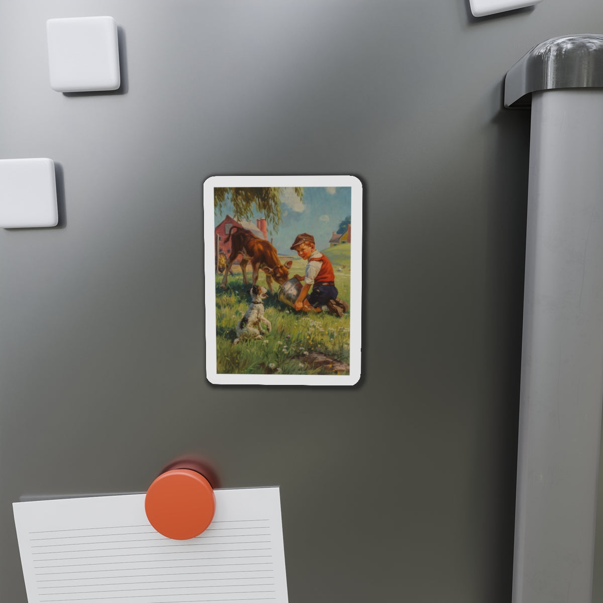 Feeding Time (Magazine Illustration) Refrigerator Magnet-The Sticker Space