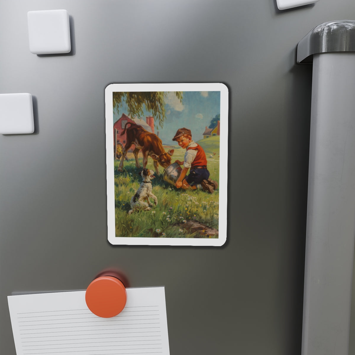 Feeding Time (Magazine Illustration) Refrigerator Magnet-The Sticker Space