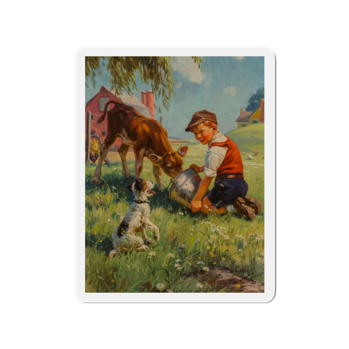 Feeding Time (Magazine Illustration) Refrigerator Magnet-2" x 2"-The Sticker Space