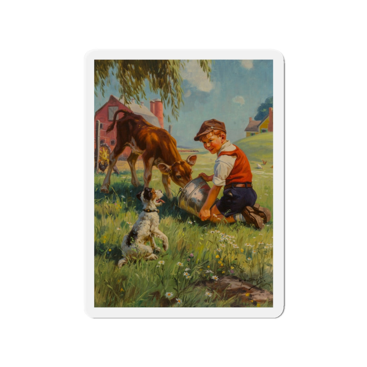 Feeding Time (Magazine Illustration) Refrigerator Magnet-3" x 3"-The Sticker Space