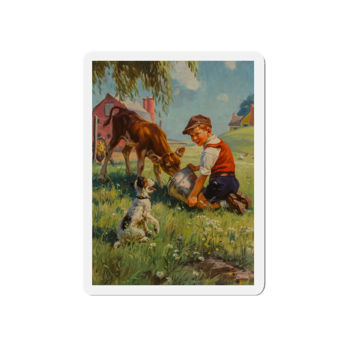 Feeding Time (Magazine Illustration) Refrigerator Magnet-5" x 5"-The Sticker Space