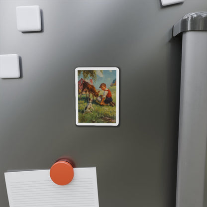 Feeding Time (Magazine Illustration) Refrigerator Magnet-The Sticker Space