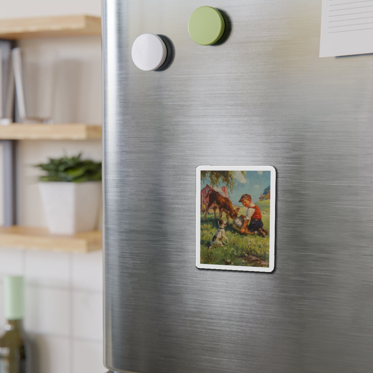 Feeding Time (Magazine Illustration) Refrigerator Magnet-The Sticker Space